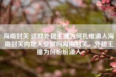 海南封关 这群外籍主播为何扎堆涌入海南封关内地人受限吗海南封关，外籍主播为何纷纷涌入