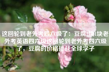 这回轮到老外考四六级了：豆腐2块1块老外考英语四六级这回轮到老外考四六级了，豆腐的价格挑战全球学子