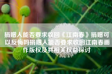 捐赠人能否要求收回《江南春》捐赠可以反悔吗捐赠人能否要求收回江南春画作版权及其相关权益探讨