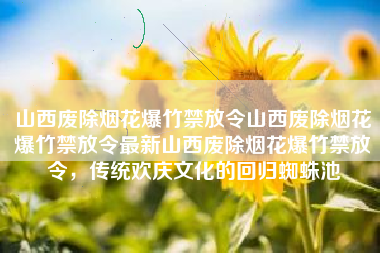 山西废除烟花爆竹禁放令山西废除烟花爆竹禁放令最新山西废除烟花爆竹禁放令，传统欢庆文化的回归蜘蛛池