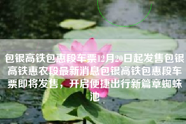 包银高铁包惠段车票12月20日起发售包银高铁惠农段最新消息包银高铁包惠段车票即将发售，开启便捷出行新篇章蜘蛛池