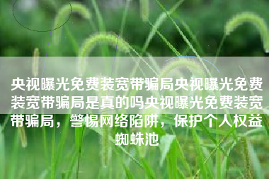 央视曝光免费装宽带骗局央视曝光免费装宽带骗局是真的吗央视曝光免费装宽带骗局，警惕网络陷阱，保护个人权益蜘蛛池