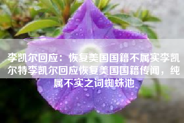 李凯尔回应：恢复美国国籍不属实李凯尔特李凯尔回应恢复美国国籍传闻，纯属不实之词蜘蛛池