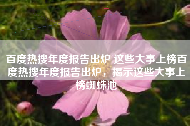 百度热搜年度报告出炉 这些大事上榜百度热搜年度报告出炉，揭示这些大事上榜蜘蛛池