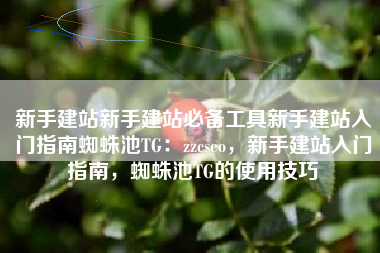 新手建站新手建站必备工具新手建站入门指南蜘蛛池TG：zzcseo，新手建站入门指南，蜘蛛池TG的使用技巧