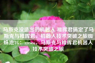 马斯克没造出的机器人 稚晖君搞定了马斯克与稚晖君，机器人技术突破之旅蜘蛛池TG：zzcseo，马斯克与稚晖君机器人技术突破之旅