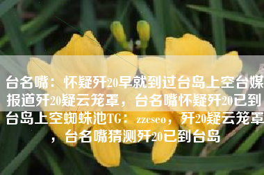 台名嘴：怀疑歼20早就到过台岛上空台媒报道歼20疑云笼罩，台名嘴怀疑歼20已到台岛上空蜘蛛池TG：zzcseo，歼20疑云笼罩，台名嘴猜测歼20已到台岛