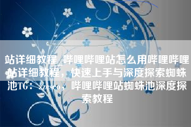 站详细教程_哔哩哔哩站怎么用哔哩哔哩站详细教程，快速上手与深度探索蜘蛛池TG：zzcseo，哔哩哔哩站蜘蛛池深度探索教程