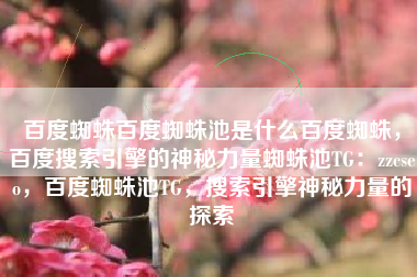 百度蜘蛛百度蜘蛛池是什么百度蜘蛛，百度搜索引擎的神秘力量蜘蛛池TG：zzcseo，百度蜘蛛池TG，搜索引擎神秘力量的探索
