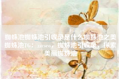 蜘蛛池蜘蛛池引收录是什么蜘蛛池之美蜘蛛池TG：zzcseo，蜘蛛池引收录，探索美丽蜘蛛池