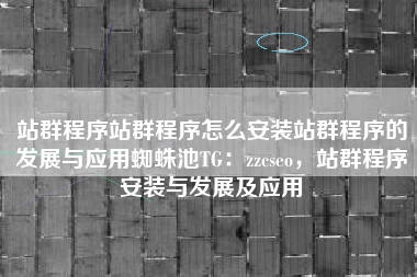 站群程序站群程序怎么安装站群程序的发展与应用蜘蛛池TG：zzcseo，站群程序安装与发展及应用
