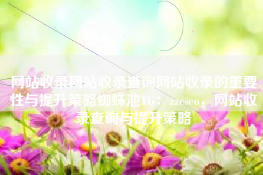 网站收录网站收录查询网站收录的重要性与提升策略蜘蛛池TG：zzcseo，网站收录查询与提升策略