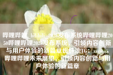 哔哩哔哩_bilibili_2025发布系统哔哩哔哩2050哔哩哔哩2025发布系统，引领内容创新与用户体验的新篇章蜘蛛池TG：zzcseo，哔哩哔哩未来展望，引领内容创新与用户体验的新篇章