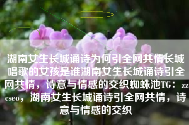 湖南女生长城诵诗为何引全网共情长城唱歌的女孩是谁湖南女生长城诵诗引全网共情，诗意与情感的交织蜘蛛池TG：zzcseo，湖南女生长城诵诗引全网共情，诗意与情感的交织