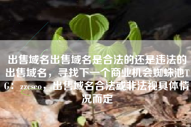 出售域名出售域名是合法的还是违法的出售域名，寻找下一个商业机会蜘蛛池TG：zzcseo，出售域名合法或非法视具体情况而定