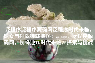 泛程序泛程序源码网泛程序时代来临，探索与挑战蜘蛛池TG：zzcseo，泛程序源码网，蜘蛛池TG时代来临，探索与挑战
