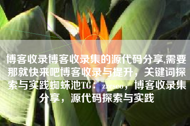 博客收录博客收录集的源代码分享,需要那就快来吧博客收录与提升，关键词探索与实践蜘蛛池TG：zzcseo，博客收录集分享，源代码探索与实践