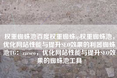 权重蜘蛛池百度权重蜘蛛ip权重蜘蛛池，优化网站性能与提升SEO效果的利器蜘蛛池TG：zzcseo，优化网站性能与提升SEO效果的蜘蛛池工具