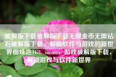 破解版下载破解版下载无限金币无限钻石破解版下载，解锁软件与游戏的新世界蜘蛛池TG：zzcseo，游戏破解版下载，解锁游戏与软件新世界