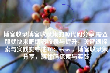 博客收录博客收录集的源代码分享,需要那就快来吧博客收录与提升，关键词探索与实践蜘蛛池TG：zzcseo，博客收录集分享，源代码探索与实践