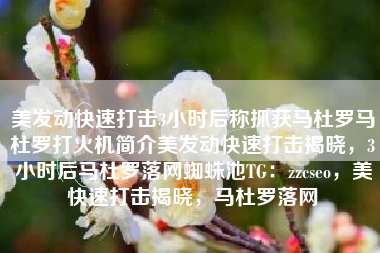 美发动快速打击3小时后称抓获马杜罗马杜罗打火机简介美发动快速打击揭晓，3小时后马杜罗落网蜘蛛池TG：zzcseo，美快速打击揭晓，马杜罗落网