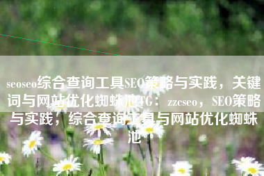 seoseo综合查询工具SEO策略与实践，关键词与网站优化蜘蛛池TG：zzcseo，SEO策略与实践，综合查询工具与网站优化蜘蛛池