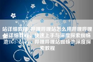 站详细教程_哔哩哔哩站怎么用哔哩哔哩站详细教程，快速上手与深度探索蜘蛛池TG：zzcseo，哔哩哔哩站蜘蛛池深度探索教程