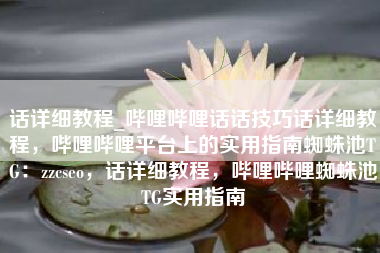 话详细教程_哔哩哔哩话话技巧话详细教程，哔哩哔哩平台上的实用指南蜘蛛池TG：zzcseo，话详细教程，哔哩哔哩蜘蛛池TG实用指南