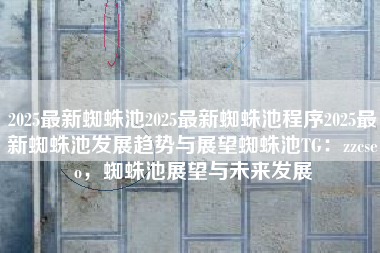 2025最新蜘蛛池2025最新蜘蛛池程序2025最新蜘蛛池发展趋势与展望蜘蛛池TG：zzcseo，蜘蛛池展望与未来发展