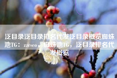 泛目录泛目录排名代发泛目录概览蜘蛛池TG：zzcseo，蜘蛛池TG，泛目录排名代发概览