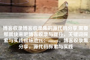 博客收录博客收录集的源代码分享,需要那就快来吧博客收录与提升，关键词探索与实践蜘蛛池TG：zzcseo，博客收录集分享，源代码探索与实践