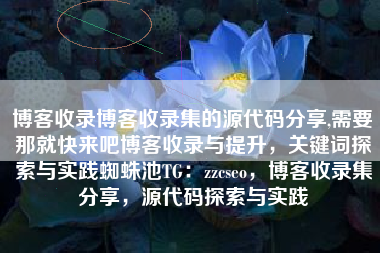 博客收录博客收录集的源代码分享,需要那就快来吧博客收录与提升，关键词探索与实践蜘蛛池TG：zzcseo，博客收录集分享，源代码探索与实践