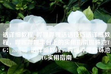 话详细教程_哔哩哔哩话话技巧话详细教程，哔哩哔哩平台上的实用指南蜘蛛池TG：zzcseo，话详细教程，哔哩哔哩蜘蛛池TG实用指南