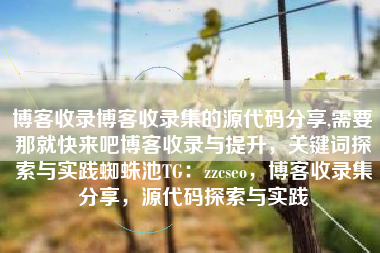 博客收录博客收录集的源代码分享,需要那就快来吧博客收录与提升，关键词探索与实践蜘蛛池TG：zzcseo，博客收录集分享，源代码探索与实践