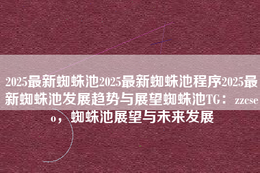 2025最新蜘蛛池2025最新蜘蛛池程序2025最新蜘蛛池发展趋势与展望蜘蛛池TG：zzcseo，蜘蛛池展望与未来发展