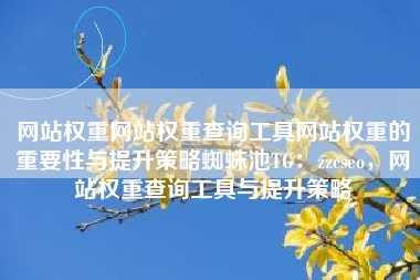 网站权重网站权重查询工具网站权重的重要性与提升策略蜘蛛池TG：zzcseo，网站权重查询工具与提升策略