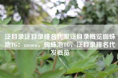 泛目录泛目录排名代发泛目录概览蜘蛛池TG：zzcseo，蜘蛛池TG，泛目录排名代发概览