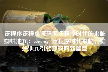 泛程序泛程序源码网泛程序时代的来临蜘蛛池TG：zzcseo，泛程序时代来临，蜘蛛池TG引领源码网新篇章