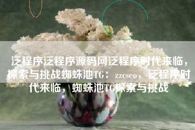 泛程序泛程序源码网泛程序时代来临，探索与挑战蜘蛛池TG：zzcseo，泛程序时代来临，蜘蛛池TG探索与挑战