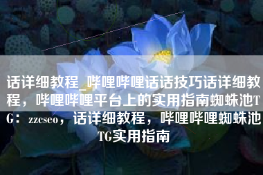 话详细教程_哔哩哔哩话话技巧话详细教程，哔哩哔哩平台上的实用指南蜘蛛池TG：zzcseo，话详细教程，哔哩哔哩蜘蛛池TG实用指南