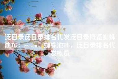 泛目录泛目录排名代发泛目录概览蜘蛛池TG：zzcseo，蜘蛛池TG，泛目录排名代发概览