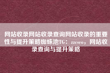 网站收录网站收录查询网站收录的重要性与提升策略蜘蛛池TG：zzcseo，网站收录查询与提升策略