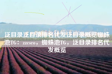 泛目录泛目录排名代发泛目录概览蜘蛛池TG：zzcseo，蜘蛛池TG，泛目录排名代发概览