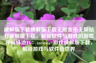 破解版下载破解版下载无限金币无限钻石破解版下载，解锁软件与游戏的新世界蜘蛛池TG：zzcseo，游戏破解版下载，解锁游戏与软件新世界