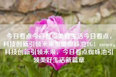 今日看点今日看点美好生活今日看点，科技创新引领未来发展蜘蛛池TG：zzcseo，科技创新引领未来，今日看点蜘蛛池引领美好生活新篇章