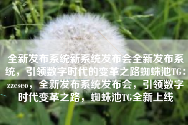 全新发布系统新系统发布会全新发布系统，引领数字时代的变革之路蜘蛛池TG：zzcseo，全新发布系统发布会，引领数字时代变革之路，蜘蛛池TG全新上线