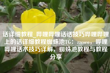 话详细教程_哔哩哔哩话话技巧哔哩哔哩上的话详细教程蜘蛛池TG：zzcseo，哔哩哔哩话术技巧详解，蜘蛛池教程与教程分享