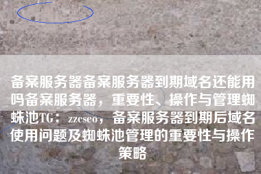 备案服务器备案服务器到期域名还能用吗备案服务器，重要性、操作与管理蜘蛛池TG：zzcseo，备案服务器到期后域名使用问题及蜘蛛池管理的重要性与操作策略