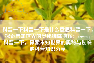 科普一下科普一下是什么意思科普一下，探索未知世界的奥秘蜘蛛池TG：zzcseo，科普一下，探索未知世界的奥秘与蜘蛛池科普知识分享