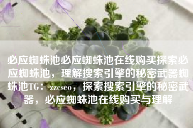 必应蜘蛛池必应蜘蛛池在线购买探索必应蜘蛛池，理解搜索引擎的秘密武器蜘蛛池TG：zzcseo，探索搜索引擎的秘密武器，必应蜘蛛池在线购买与理解